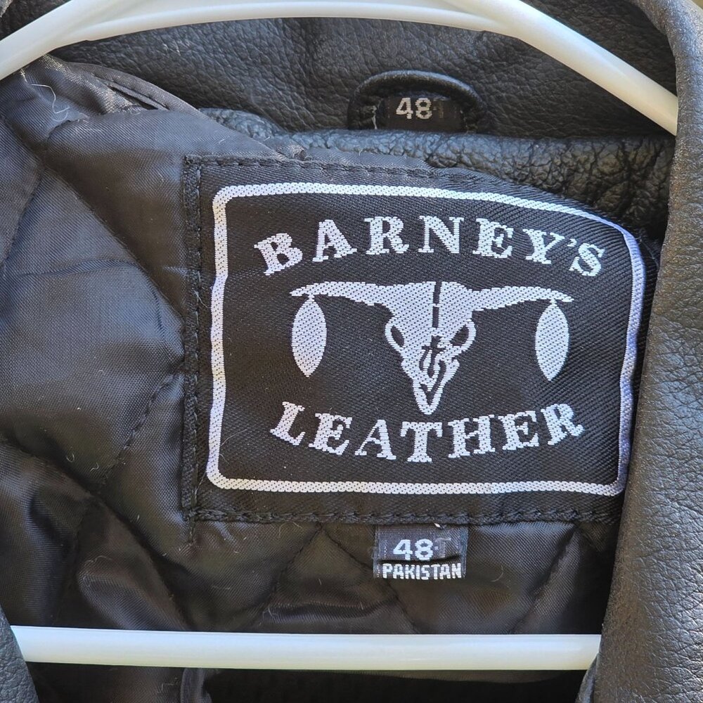 Vintage Motorcycle Jacket Barneys Leather Womens Sz 48 Black Thinsulate Zipped - Picture 5 of 12